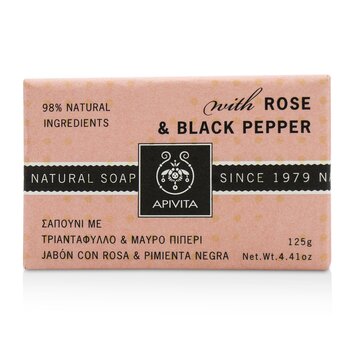 Apivita Natural Soap With Rose & Black Pepper