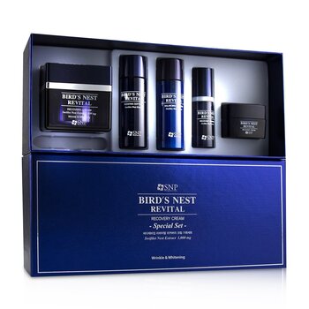 Bird's Nest Revital Recovery Cream Wrinkle & Whitening Set: Cream 50g, Softener 31ml, Emulsion 31ml, Essence 10ml, Cream 10g