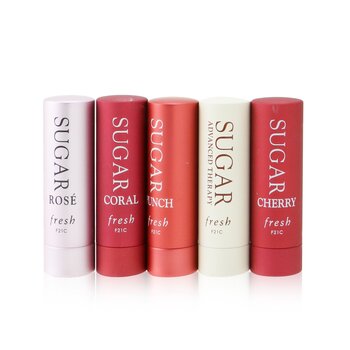 Fresh Sugar Lip Treatment Set: Sugar Lip Treatment Advanced Therapy - 2.2g +  4x Mini Sugar Lip Treatment SPF 15 (#Rose, #Coral, #Punch, #Cherry)