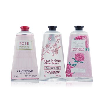 LOccitane Pink Flowers Hand Cream Collection: Pivoine Flora + Rose + Cherry Blossom