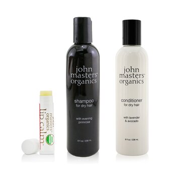 Shampoo For Dry Hair with Evening Primrose 236ml+Conditioner For Dry Hair with Lavender & Avocado 236ml+Lip Calm 4g