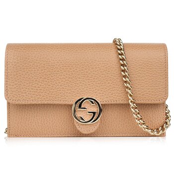Gucci Icon GG Interlocking Wallet On Chain  Light CamelCrossbody Bag 615523